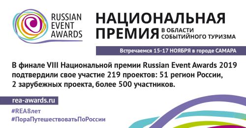 219 проектов будут участвовать в финале VIII Национальной премии Russian Event Awards 2019