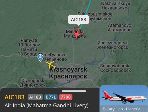 Boeing-777, не долетев из Дели в Сан-Франциско, экстренно сел в Красноярске